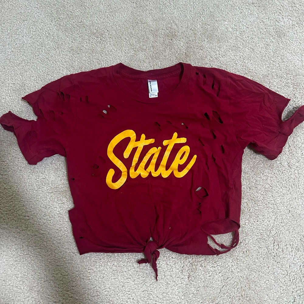 State Game-Day Shirt (teared up style; with front knot tie)